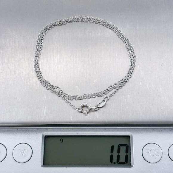 Vintage Indonesia RL Sterling Silver 925 1.2mm Cable Link Chain Necklace 18" - Picture 3 of 3